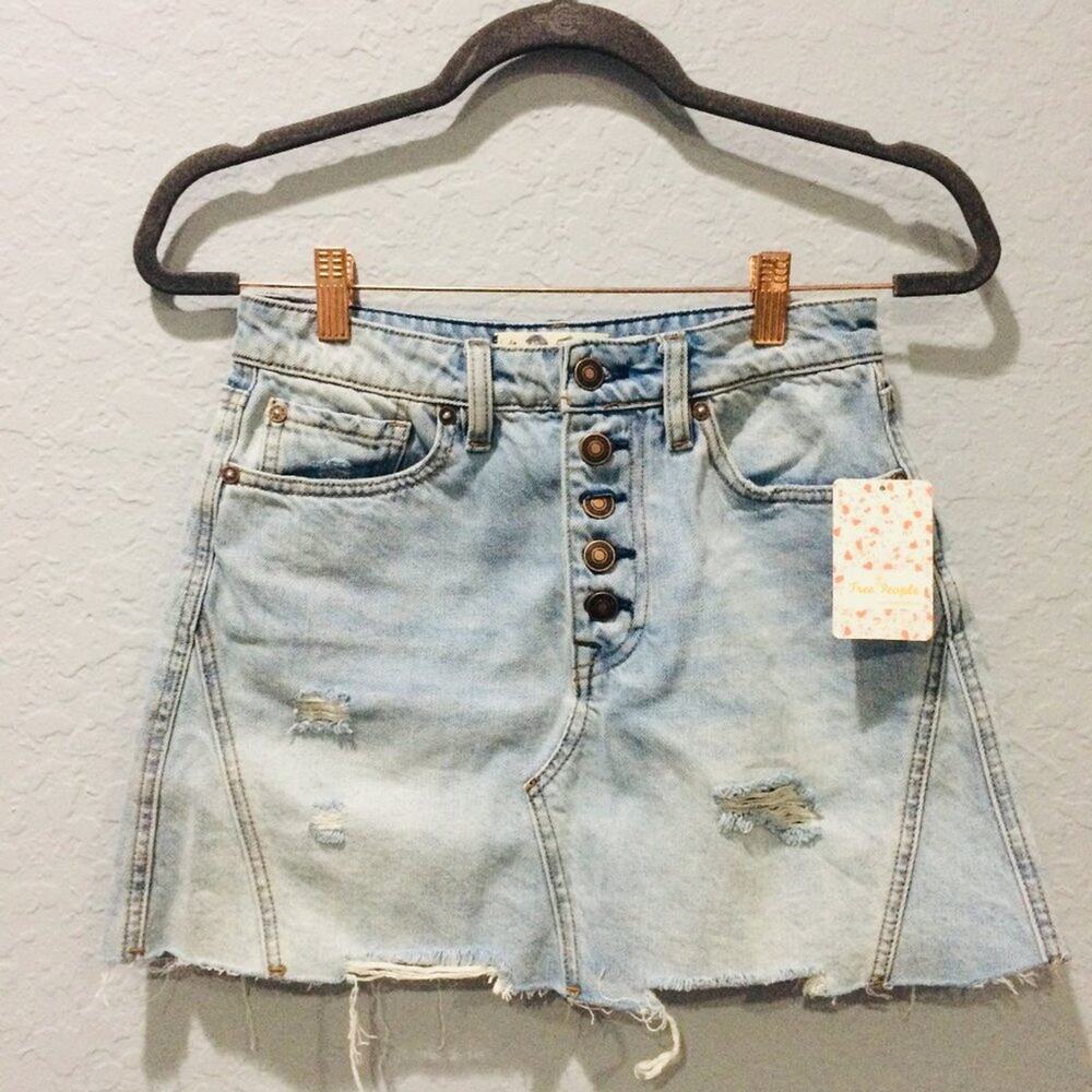 Free People Denim Distressed Skirt Size 26